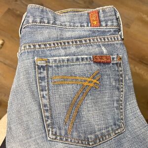 7 For All Mankind Light Blue Jeans with Gold Stitching